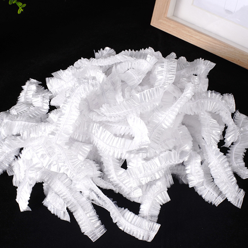 Custom Disposable PE Transparent Clear Plastic Hotel Strip Waterproof Bathing Shower Cap