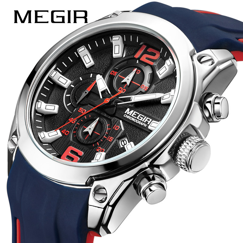 New Megir 2063 Men's Silicone Strap Explosive Luminous Waterproof Business Quartz Watch