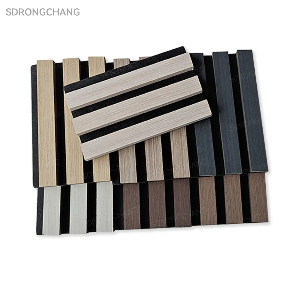 Wall Decor Absorb Sound MDF Polyester Akupanels Slatted Wood Acoustic Panels