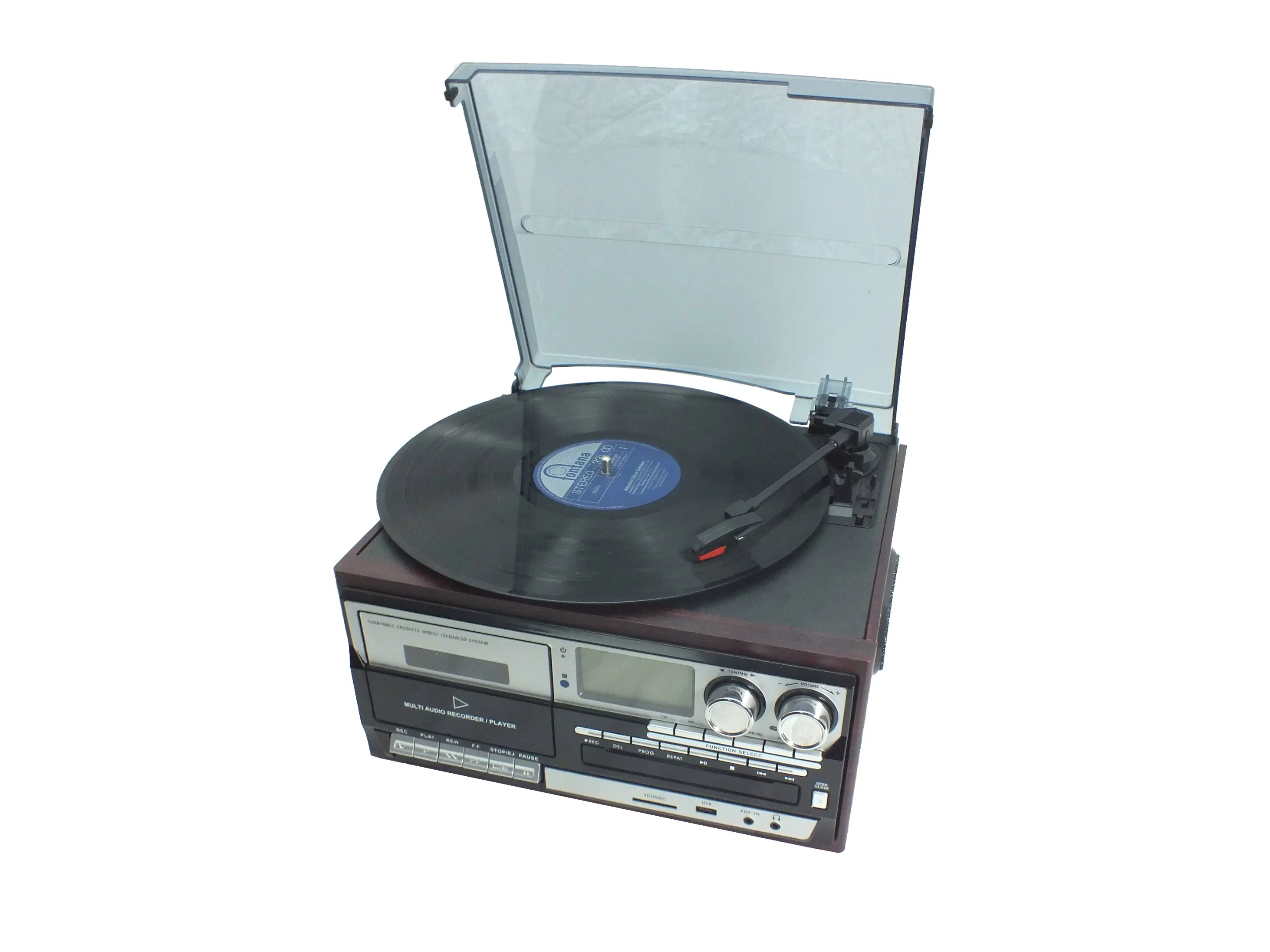 Classic Vinyl Turntable with 3-Speed Settings and Speakers