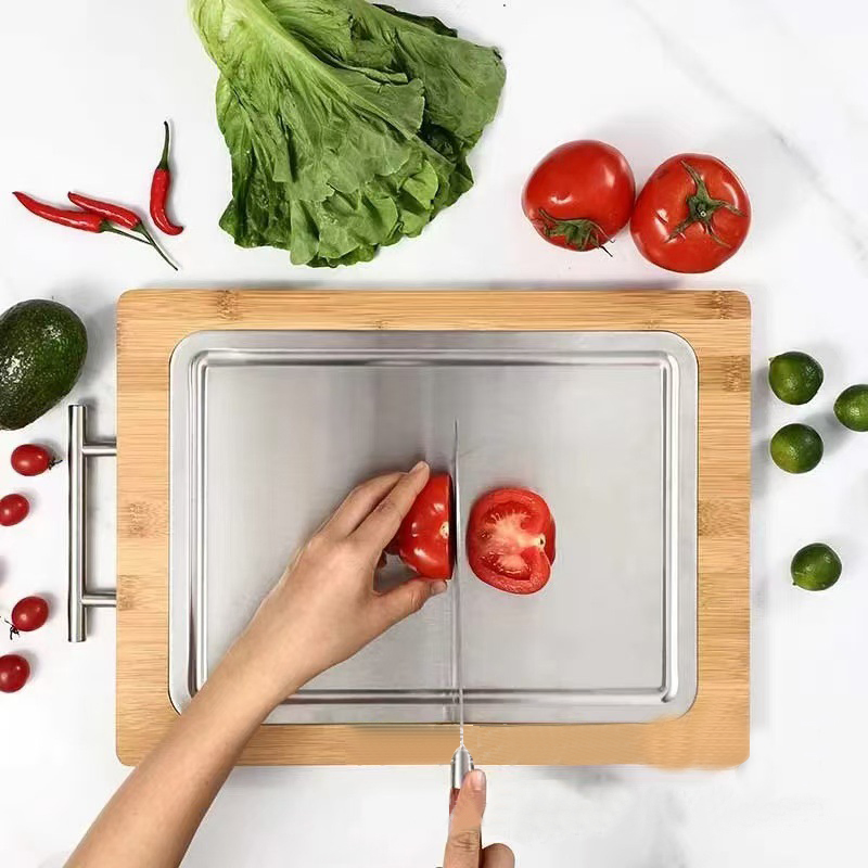 Creative Bamboo Wood Portable Cutting Board Kitchen Solid Wood Double-Sided Usable Cutting Board Household Solid Wood Convenient