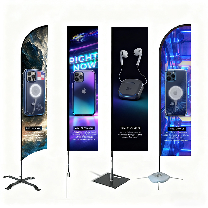 All-in-One Feather Flag Kits with Durable Ground Spike