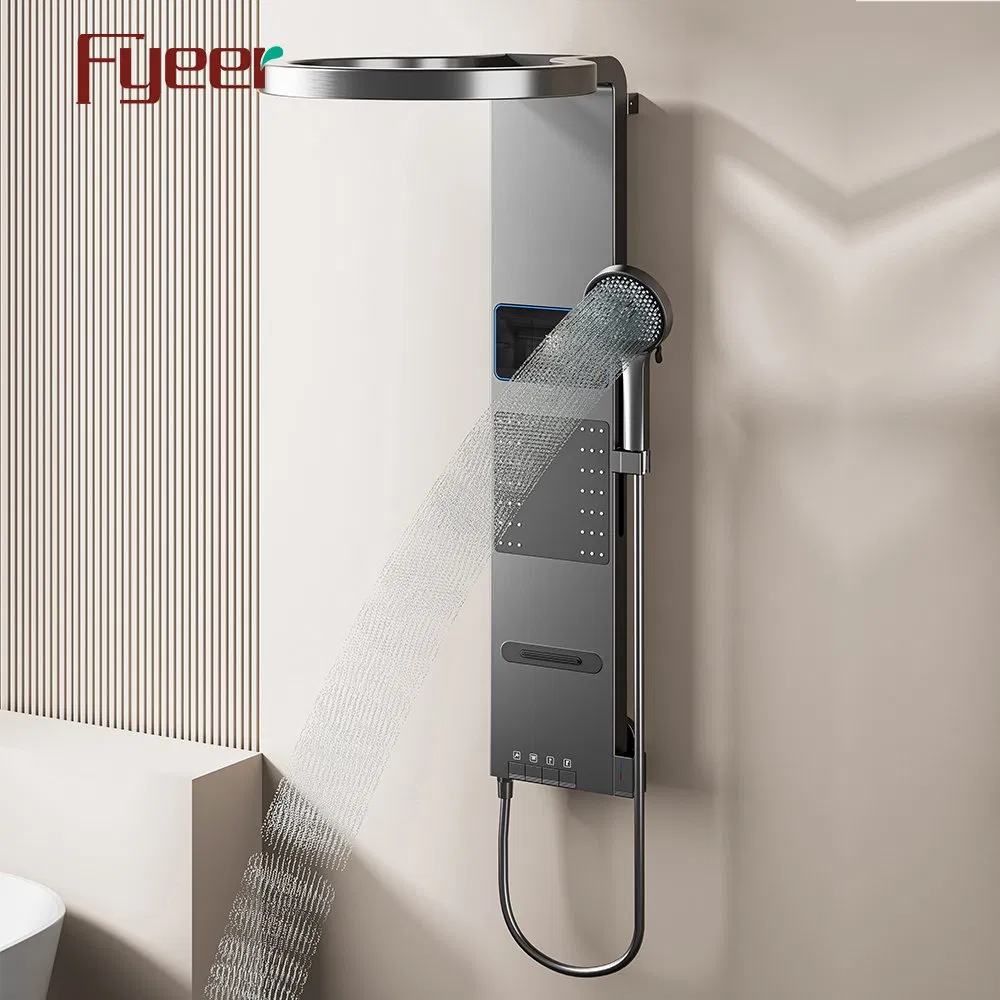 Fyeer Gun Grey Big Shower Head LED Digital Shower Panel