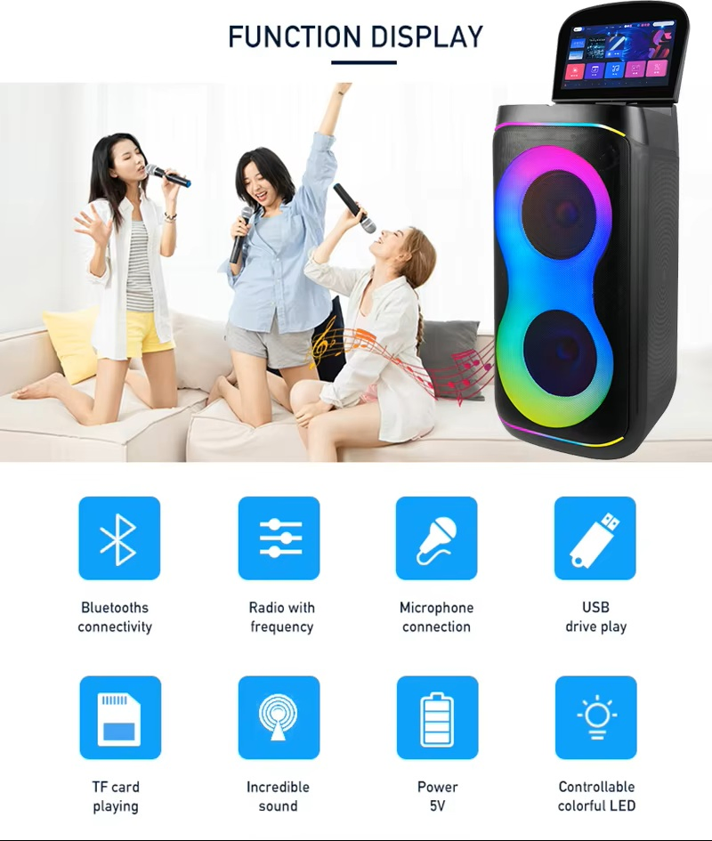 Smart WiFi Karaoke Speaker with 6.5 Inch Touch Display for Party