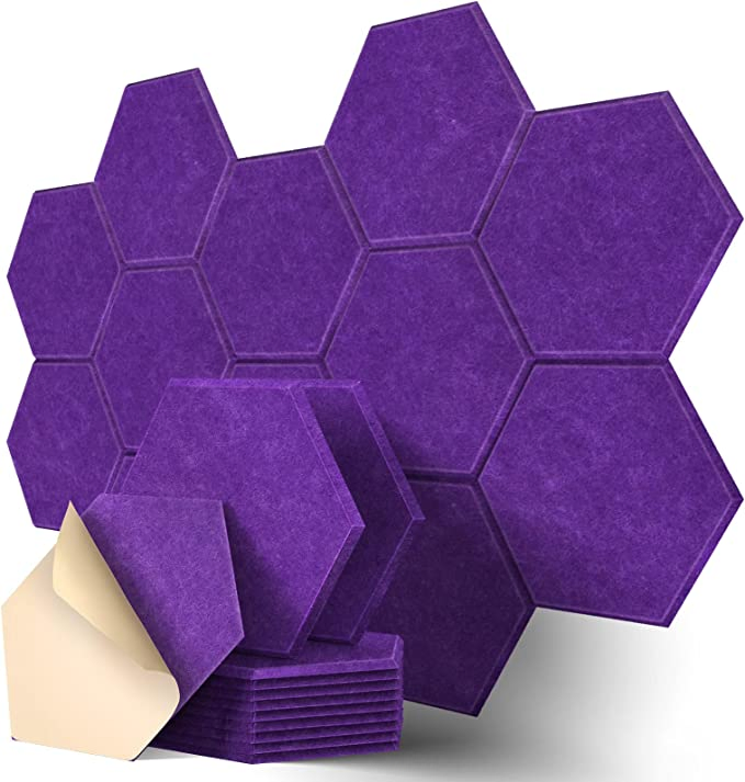 Bubos Self-Adhesive Acoustic Panels Sound Proof Foam Panels with High Density Stylish Hexagonal Design Flame Resistant Absorb Noise and Eliminate
