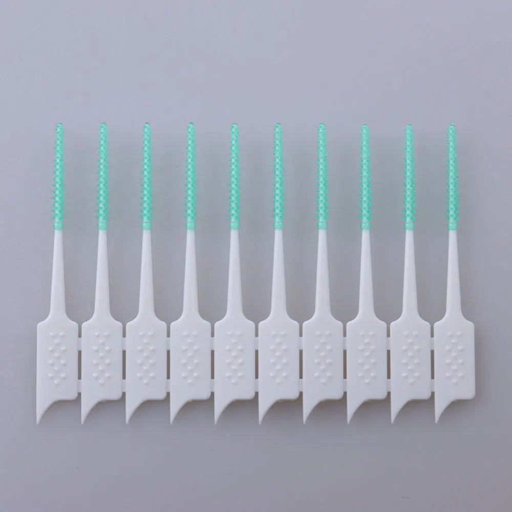 Oral Care Disposable Toothpicks Food Grade Rubber Bristles Interdental Brush