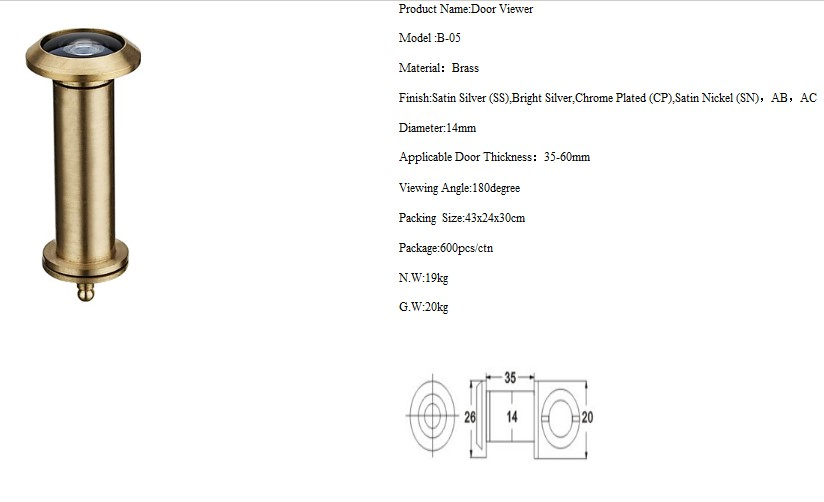 Aluminum/Zinc Alloy Material Door Eye Viewer (MY001)