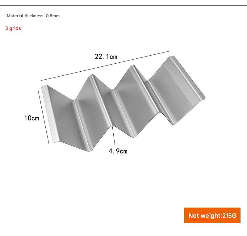 Siver Taco Holder Stand 430 Stainless Steel Japanese Sushi Hand Roll Serving Wavy-Shaped Metal Tray