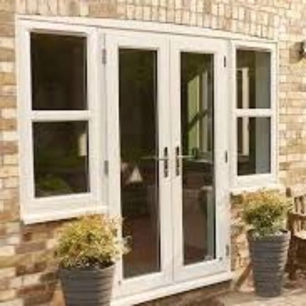 Двустворчатая распашная дверь из UPVC для коммерческих зданий