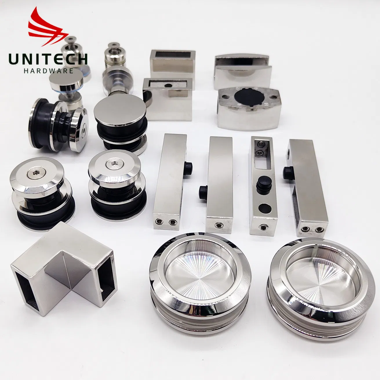 Stainless Steel Bathroom Double Glass Sliding Door Fitting System