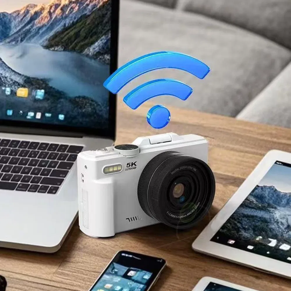 Wd08 5K Digital Camera with 3.0 Inch Flip Screen, HD Video Recorder, 32GB SD Card + Card Reader, Vlogging Camera for Youtube – Single Battery