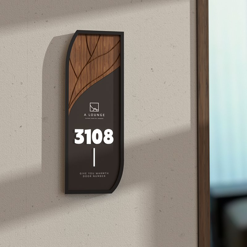 Ezd Wood Room Signage Doorplate Apartment Door Number Sign for Hotel