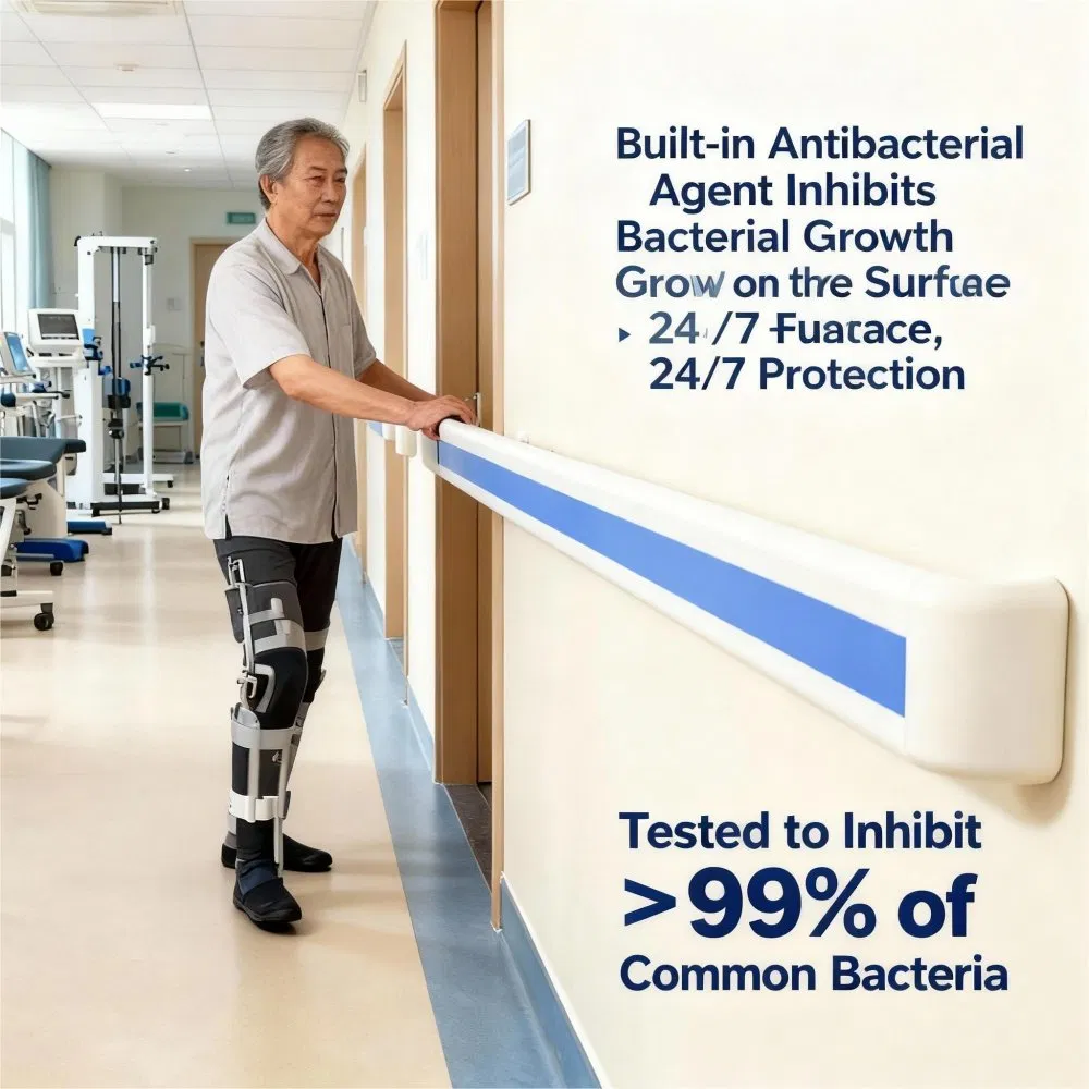 Hospital Handrail Mounted on Wall for Medical Facility Hallway and Corridor