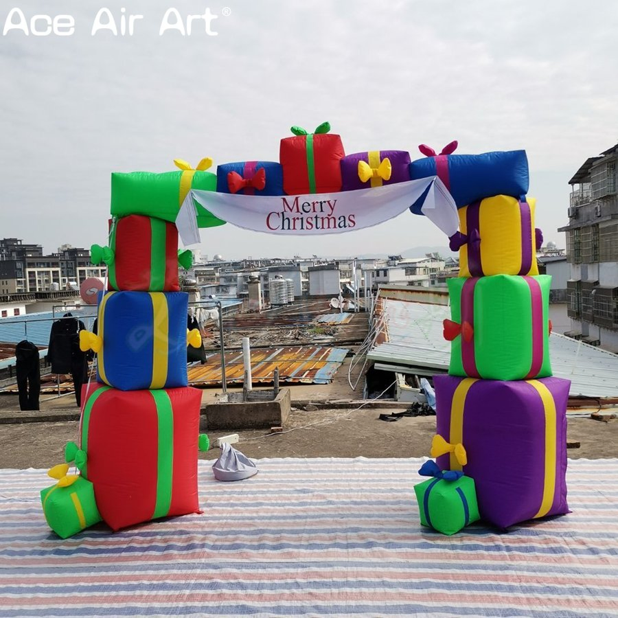 Commercial Activities Decoration Inflatable Gift Boxes Arch Party Entrance Gate