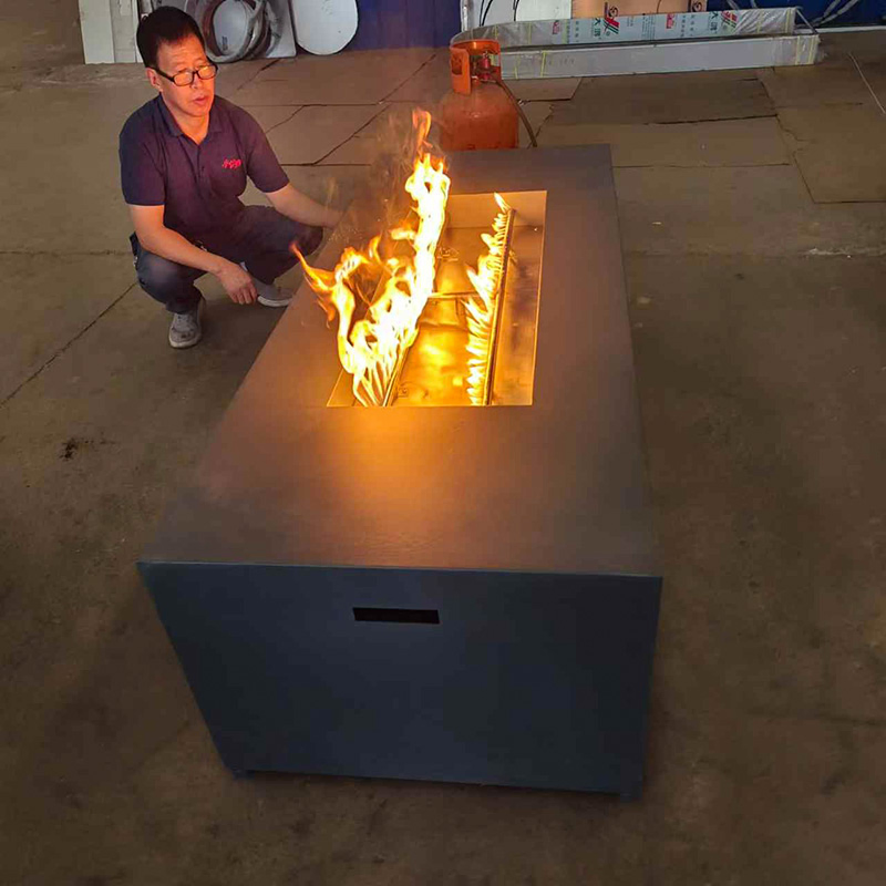 Low Smoke Metal Gas Fireplace Patio Propane Fire Table Outdoor Rectangular Steel Fire Pit