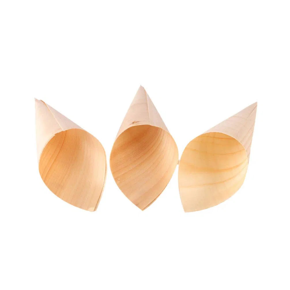 Hot Sale Wooden Cones for Restaurants Party Tasting Wooden Cones