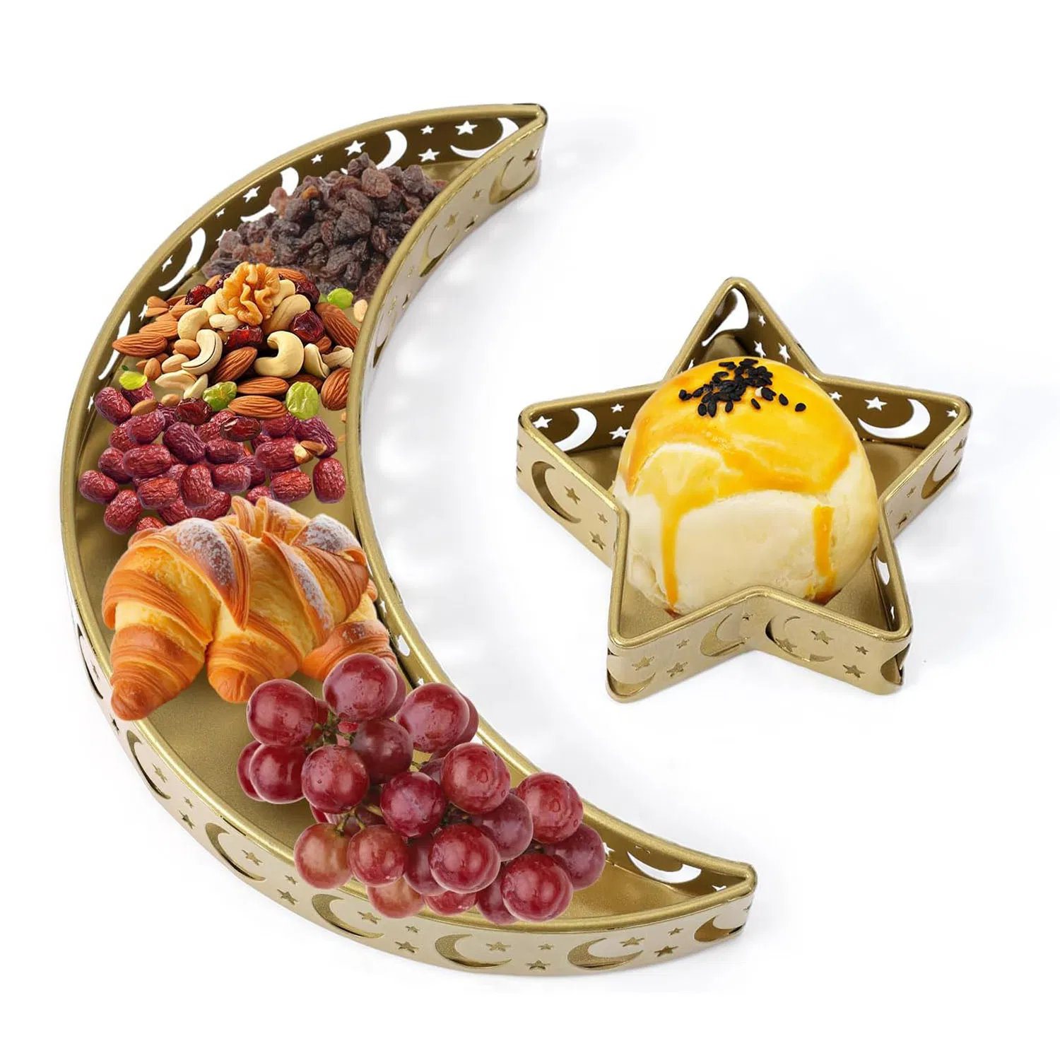 Iron Eid Mubarak Food Board Moon and Star Ramadan Serving Tray