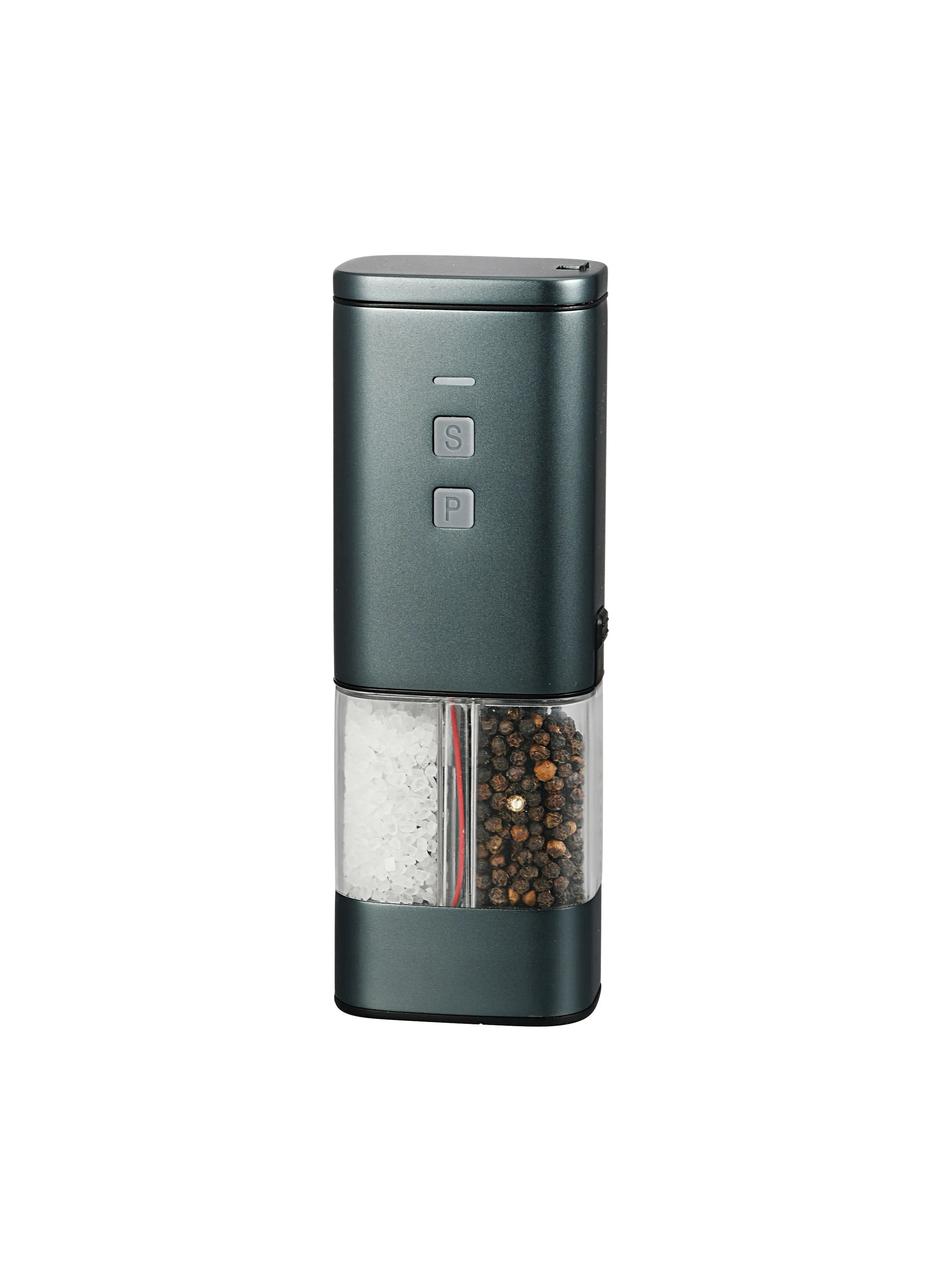 New Kitchen Spice Mill USB Charging Plastic Case 2 in 1 Salt and Pepper Grinder with LED Lighting