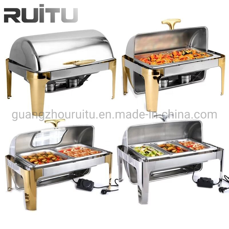 9 Quart Liters Chafer PARA Gelled Fuel Electric Oblong Golden Chauffandises Chafing Dish Buffet Server 	Saving Dish Chafing Food Warmer Chaffing Dishes Gold