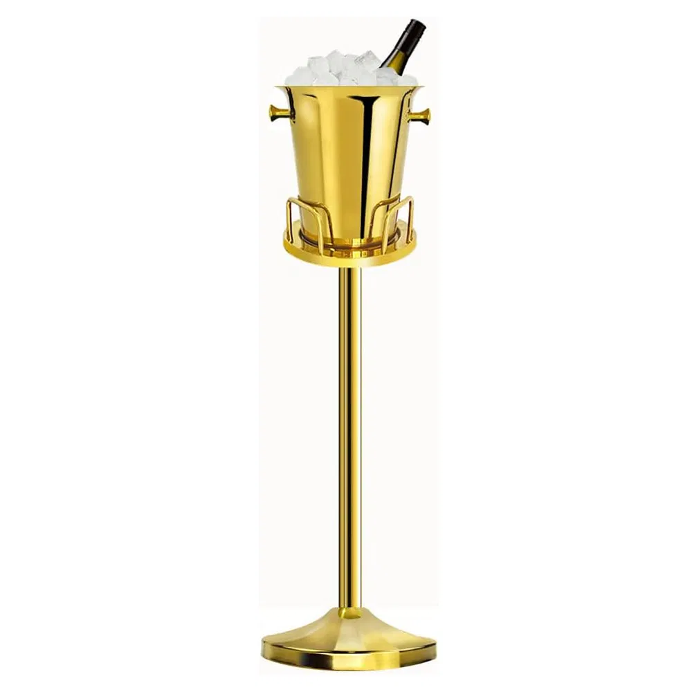 Black Metal Finished Aluminum Champagne Bucket with Tall Stand for Bowmore Cabin Fever Deanston Istanblue