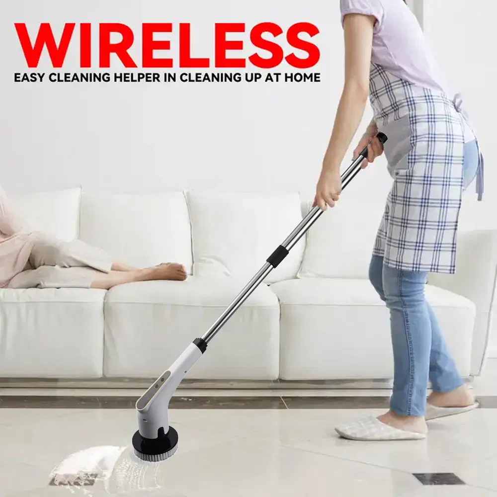 Replaceable Cleaning Heads Cordless Electric Cleaning Brush Electric Spin Scrubber for Bathroom Tub Tile