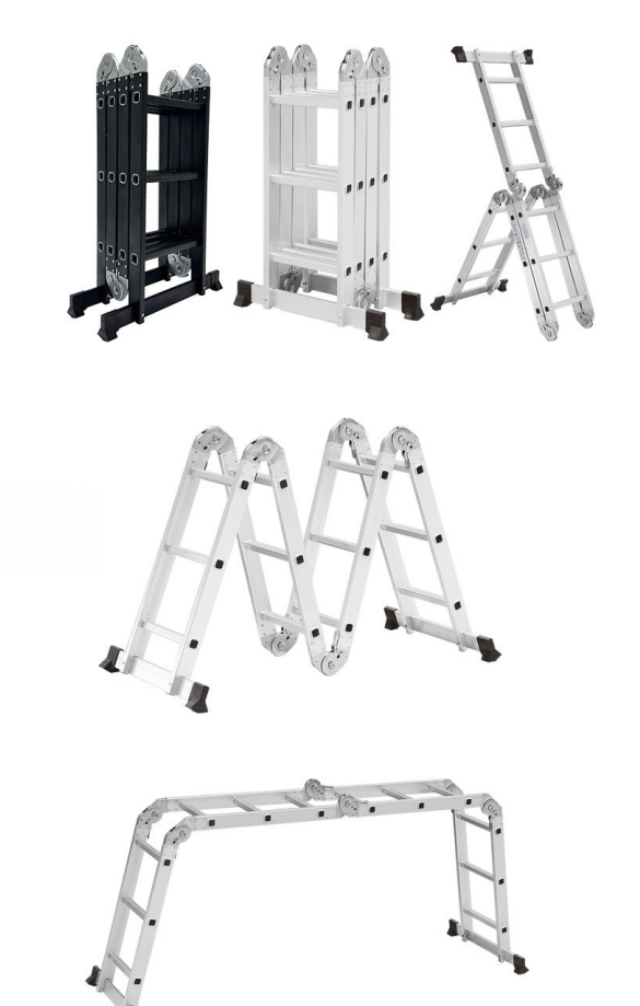 Aluminum Lightweight and Multifunctional Folding Small Joint Ladder (With Anti-slip foot mat) -4X3steps