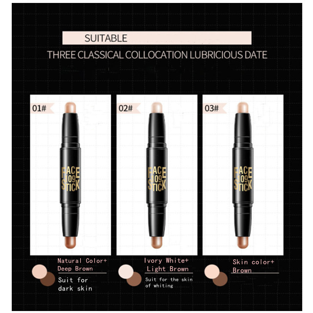 Private Logo Double-Headed Shadow Repair Stick Concealer and Repair Face Shadow Highlighter Pen