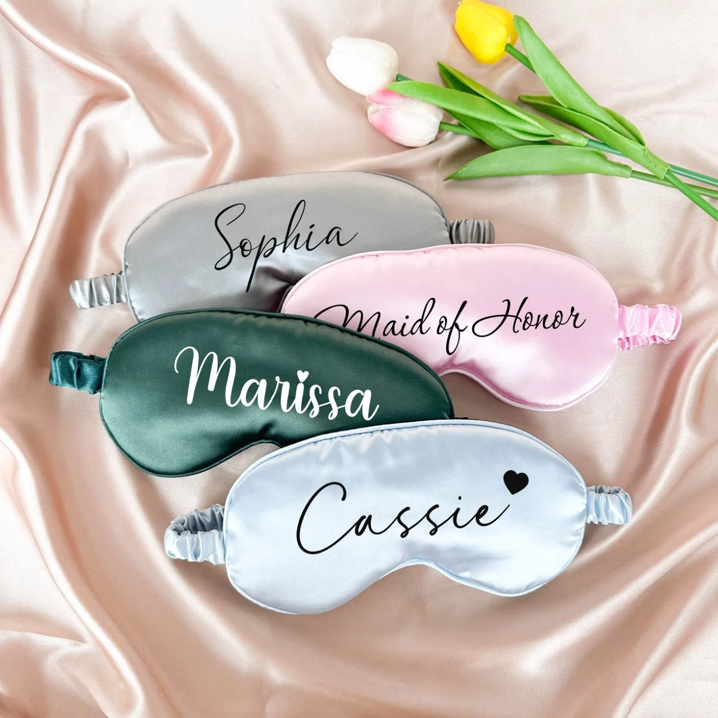 Personalized Your Name Logo Eye Mask Sleep Mask Silky Satin Eye Mask
