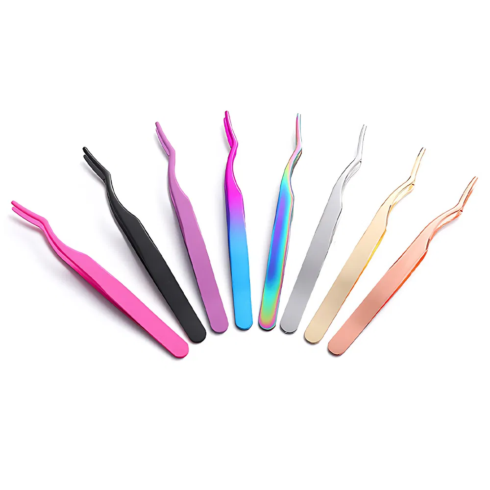 DIY False Beauty Eyelash Extension Tweezer Applicator Tool Stainless Steel Curved Eyebrow Lashes Tweezers