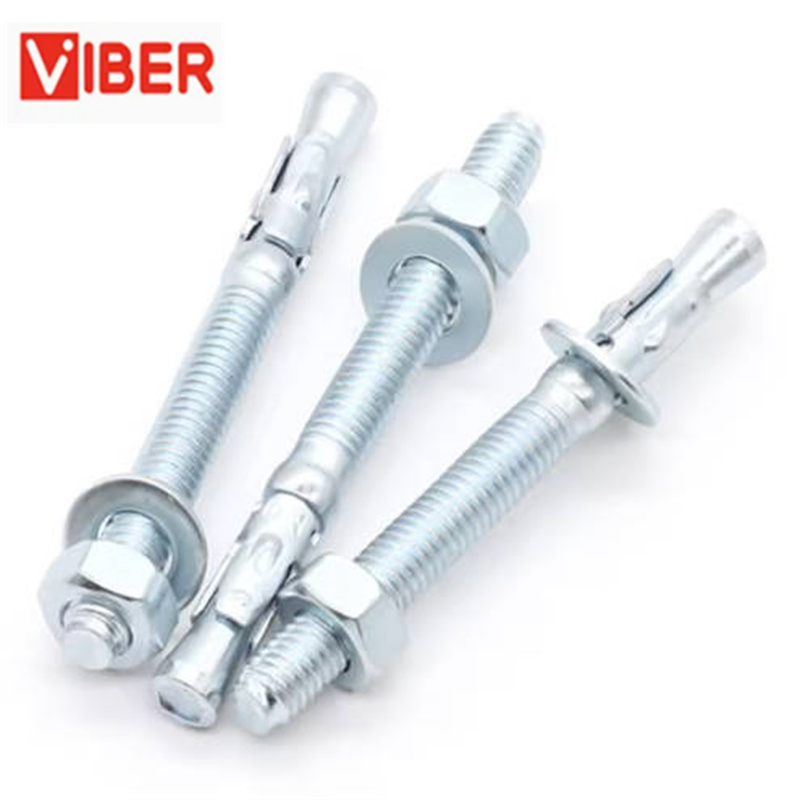 M6-M24 Wedge Anchor Through Bolt Concrete Fastener Yellow White Zinc Galvanized Carbon Steel Threaded Expansion Bolt China Factory