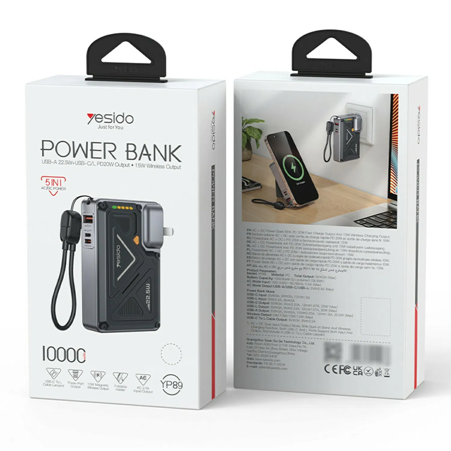Yesido Yp89 10000mAh Power Bank с беспроводной зарядкой и подставкой