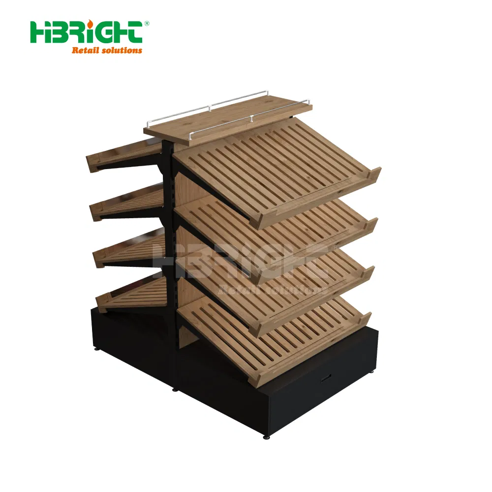 Highbright Double Side Wood Rack Display Bakery Shelf Rack for Sale