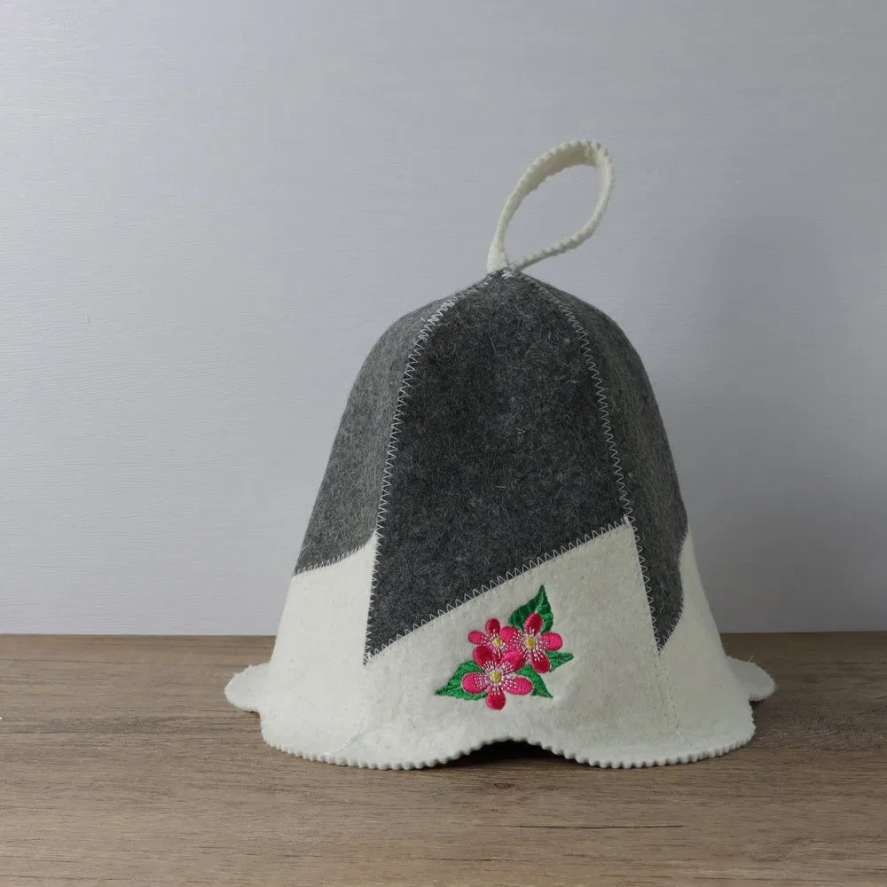 Sauna Hat for Women and Men, Wool Felt Hats Embroidered Sauna Hat Shower Head Cover Sauna Cap