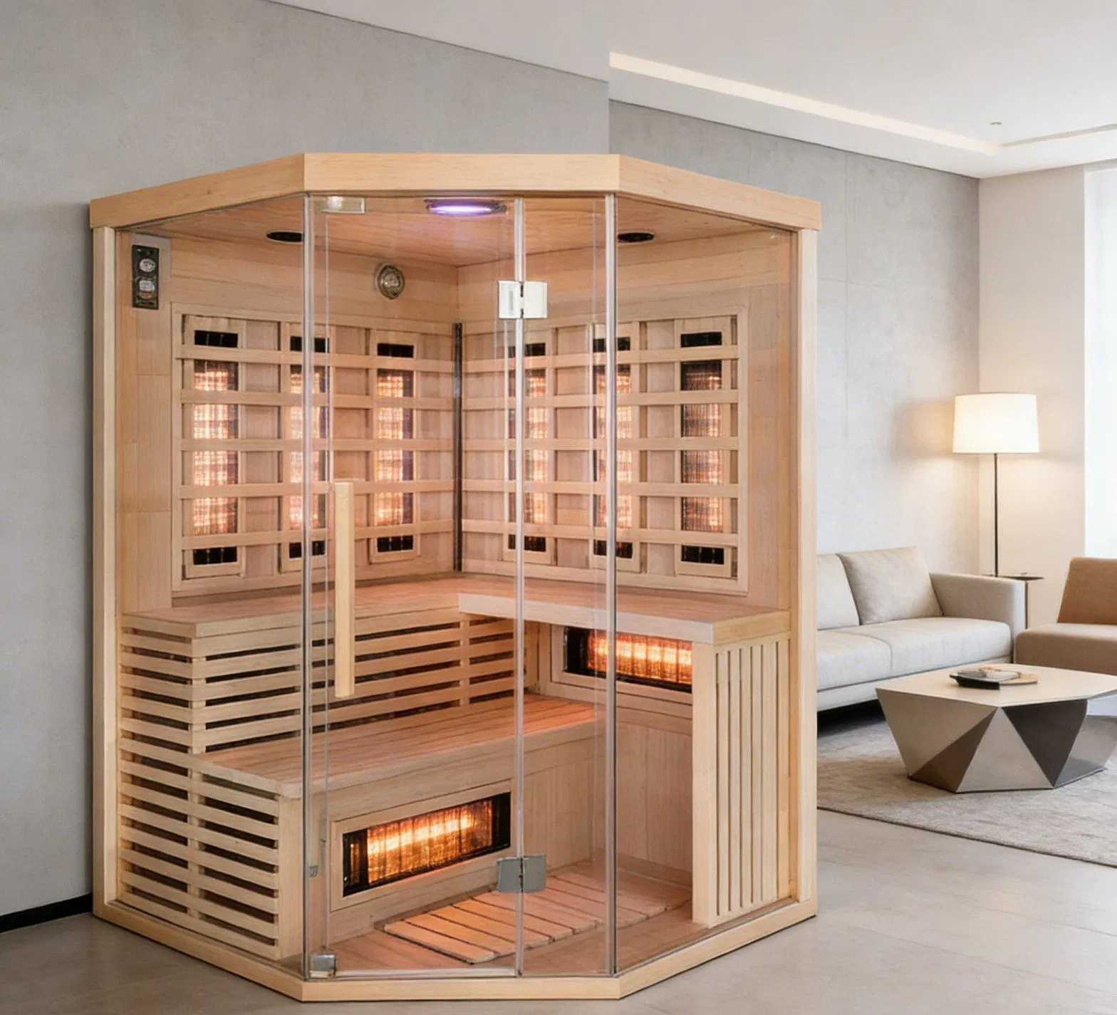 Панорамная инфракрасная сауна с карбоновым обогревателем