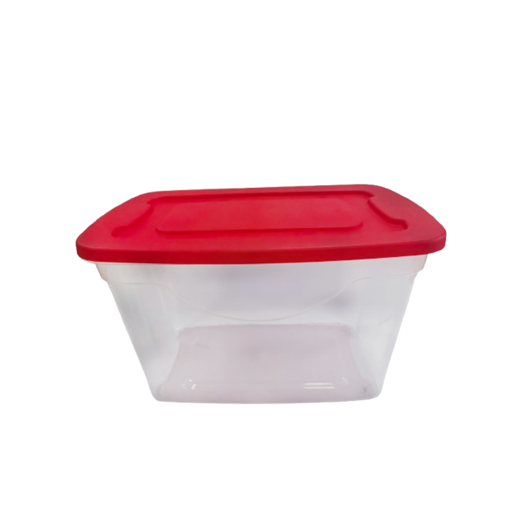 Plastic Heavy Duty 20 Gallon Storage Tote Multi-Purpose Box Transparent Base Colorful Lid