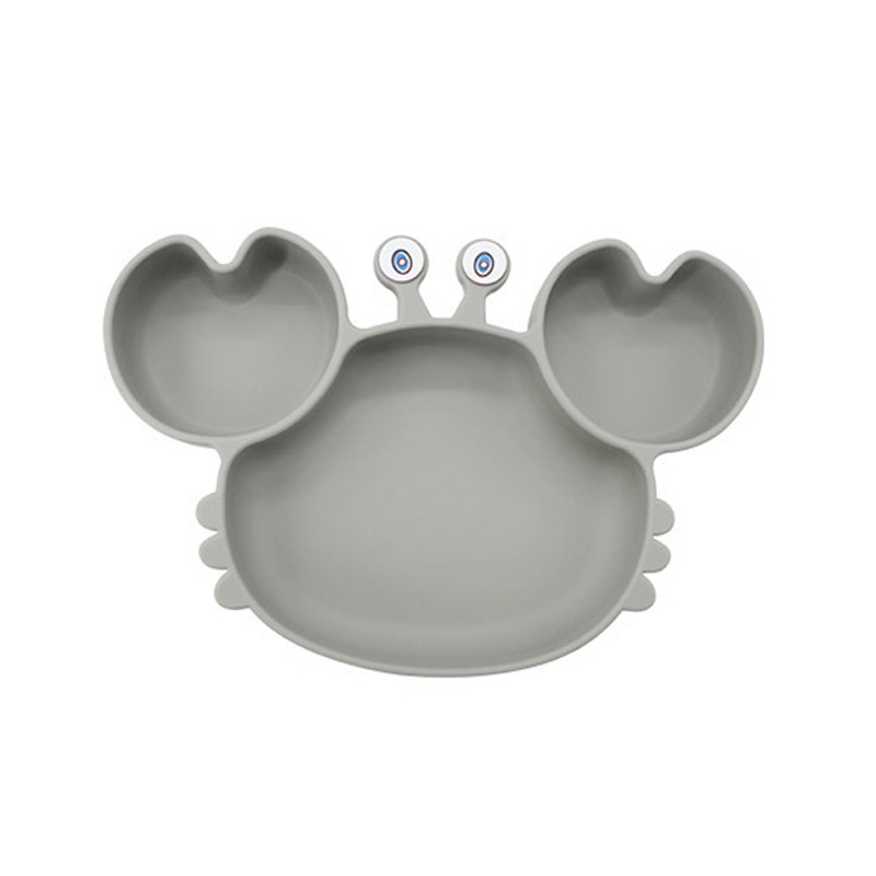 Modern Tableware Custom Wrap Children Dinnerware Nonslip Silicone Crab Dish Plate Kid Eating Tool Toddler Plate with Compartment