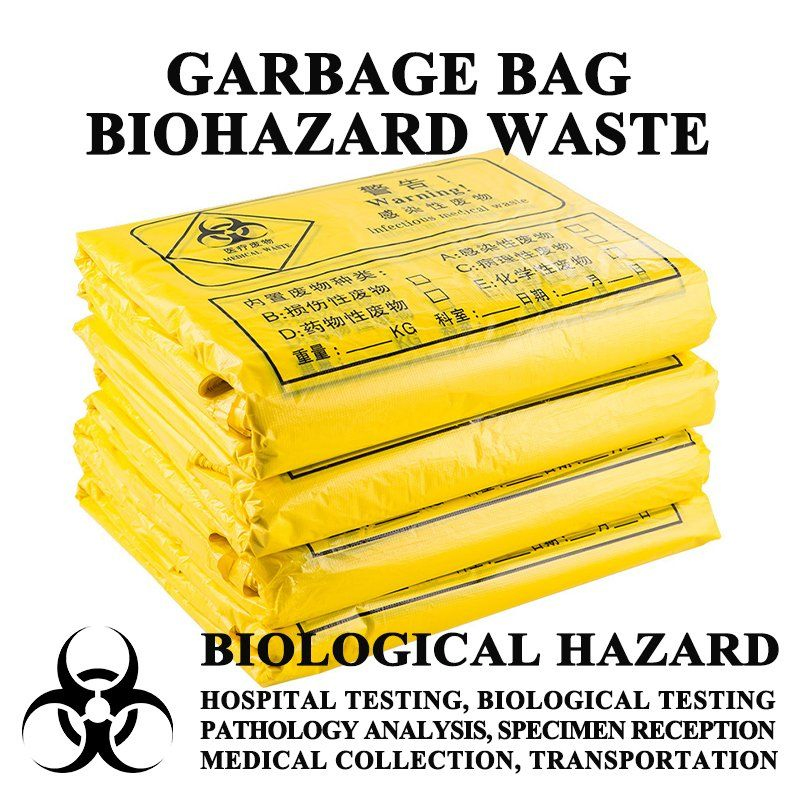 Large Hospital Medicine Trash Rubbish Durable Disposable Plastic Biohazard Garbage Bag Medical Waste Bags Collection Packaging