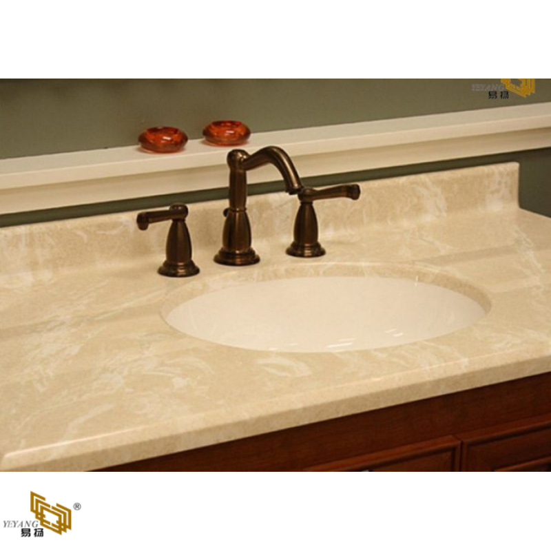 Chinese Crystal Artificial Stone Marble-Look Quartz Countertop Bathroom Sink