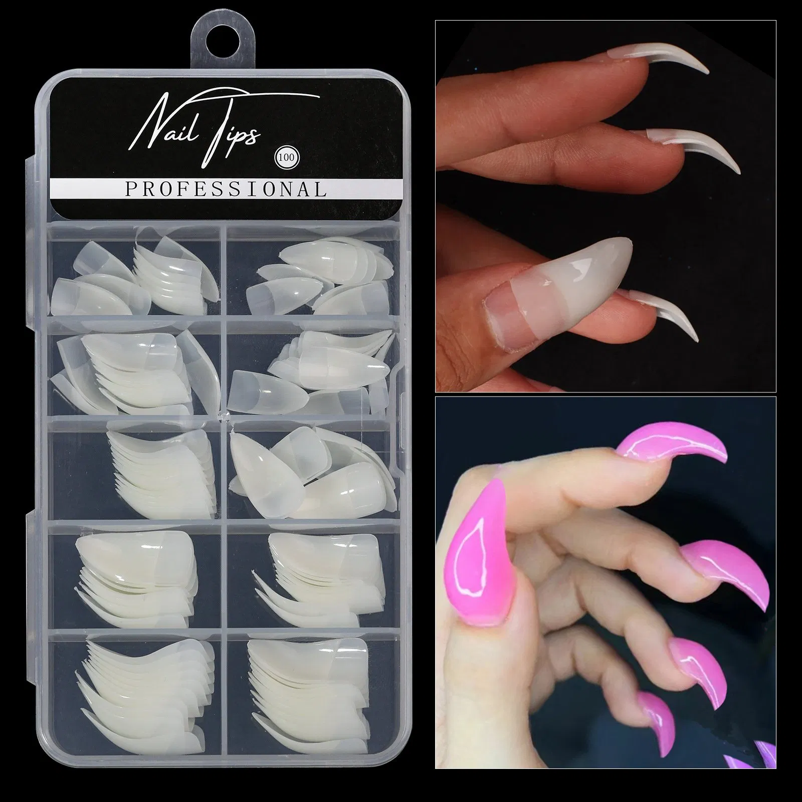 100PCS Special Shape Eagle Claw Artificial Tips Clear Natural Original Nail Tips