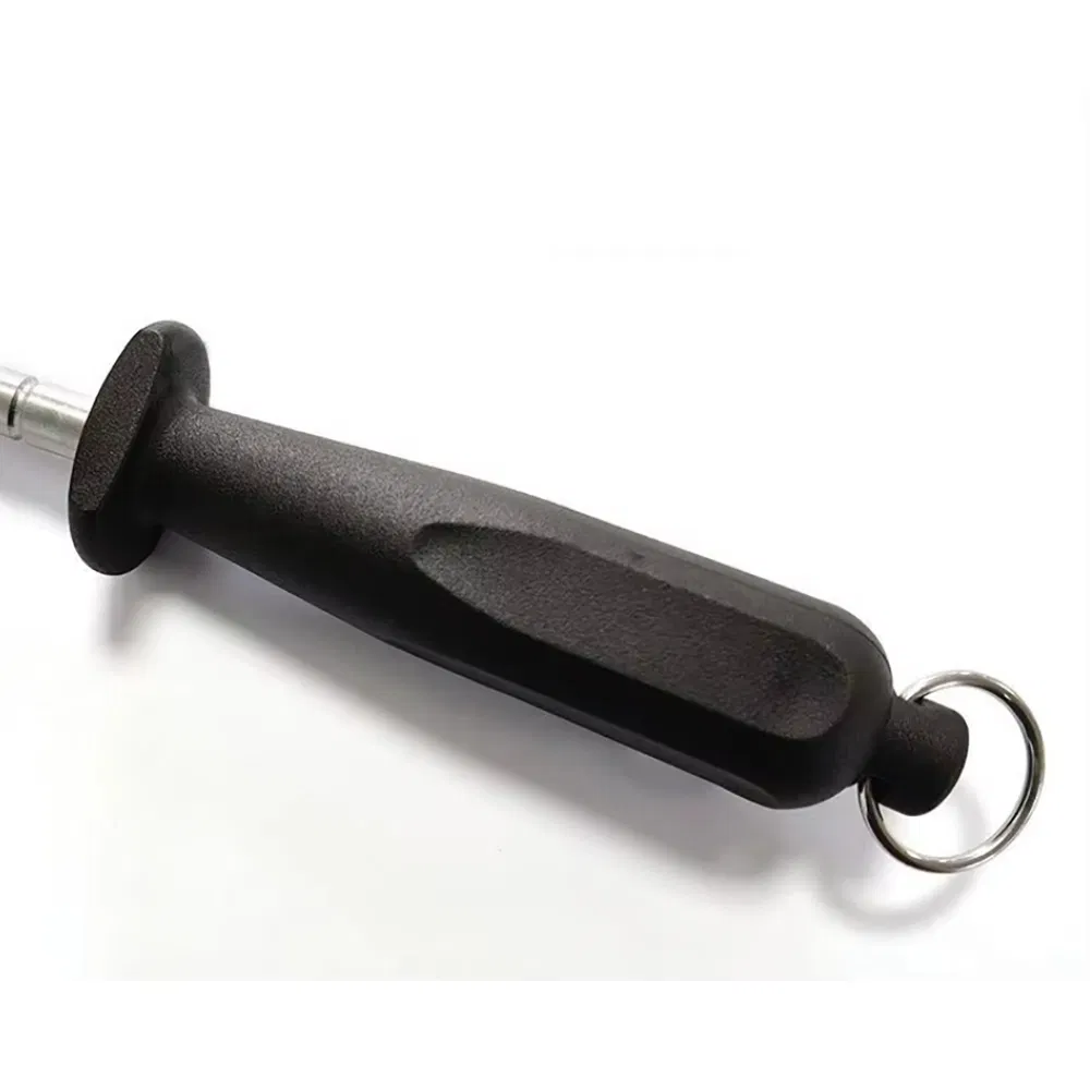 10'' Knife Sharpener Carbon Steel Black Knife Sharpening Steel with Hanging Hook