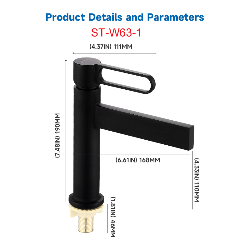 Black Zinc Alloy Bathroom Single Handle Cold Basin Tap