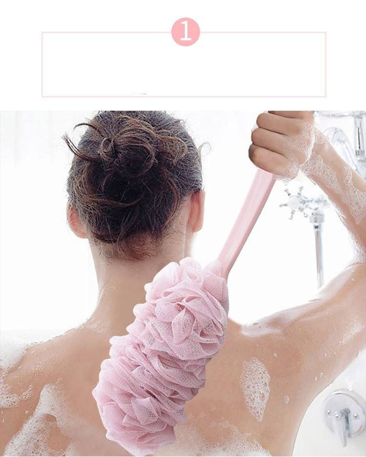 Hot Selling Bath Loofahs Body Soft Mesh Sponge Colorful Economical Long Handle Bath Sponge