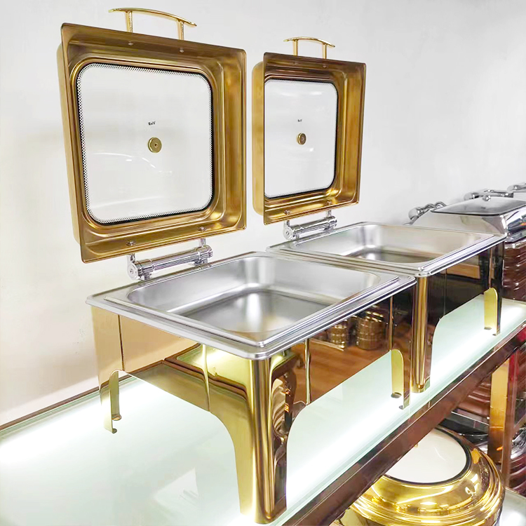Kitchen Restaurant Food Warmer Alcohol Buffet Stove Gold Buffet Stove Chefing Dish