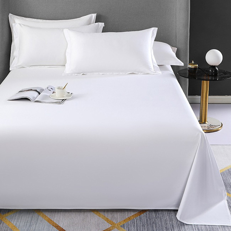100% Cotton 60's*60's Satin High Density White Four Star Hotel Bed Sheet