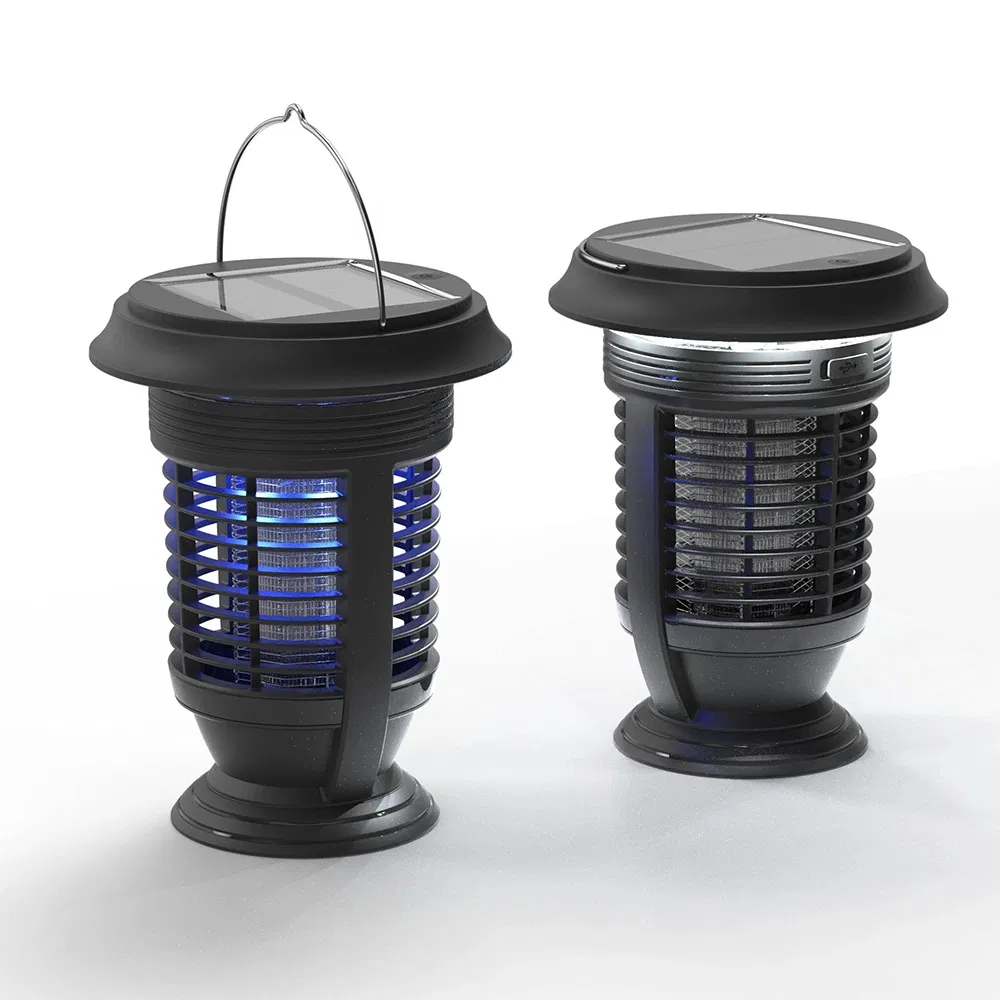 2-in-1 Solar Insect Killer and LED Lamp - Rechargeable, Waterproof, and Self-Cleaning