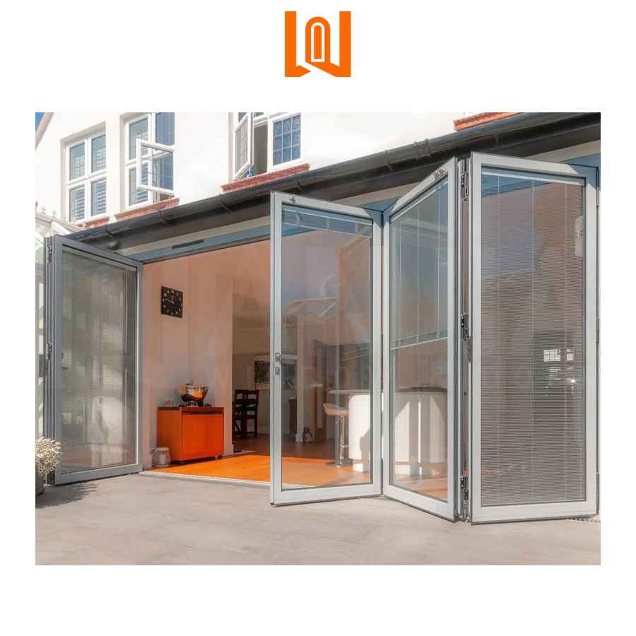 Wanjia Customized Patio Plastic Accordion UPVC Folding Glass Partition PVC Doors