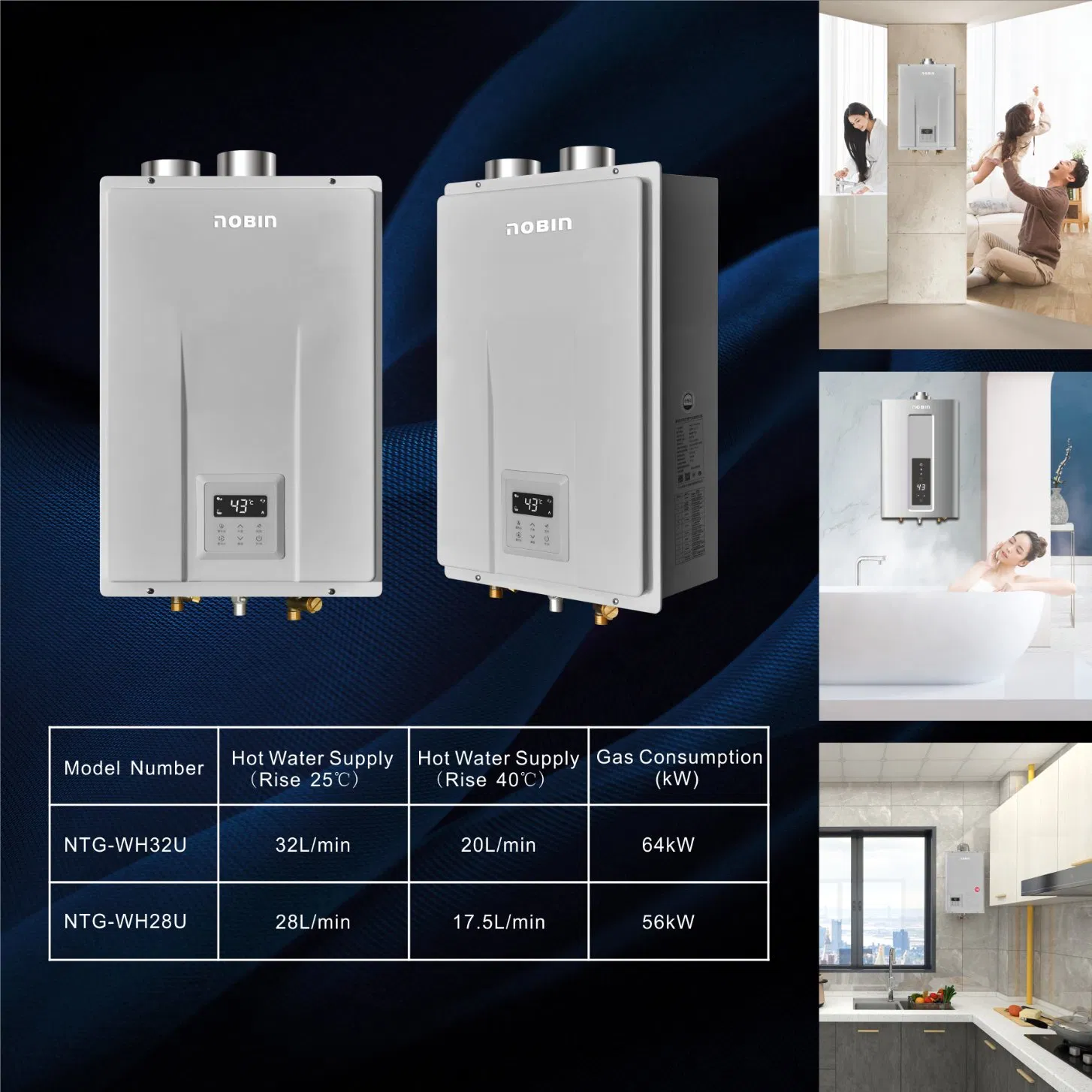 Oxygen-Free Copper Indoor Shower Gas Water Heater for Bathrooms and Kitchens