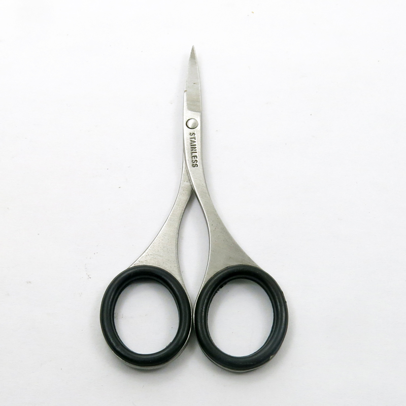 High Stainless Steel Beauty Scissors with Rubber Silicone for Eyebrow Eyelash Facial Trimming