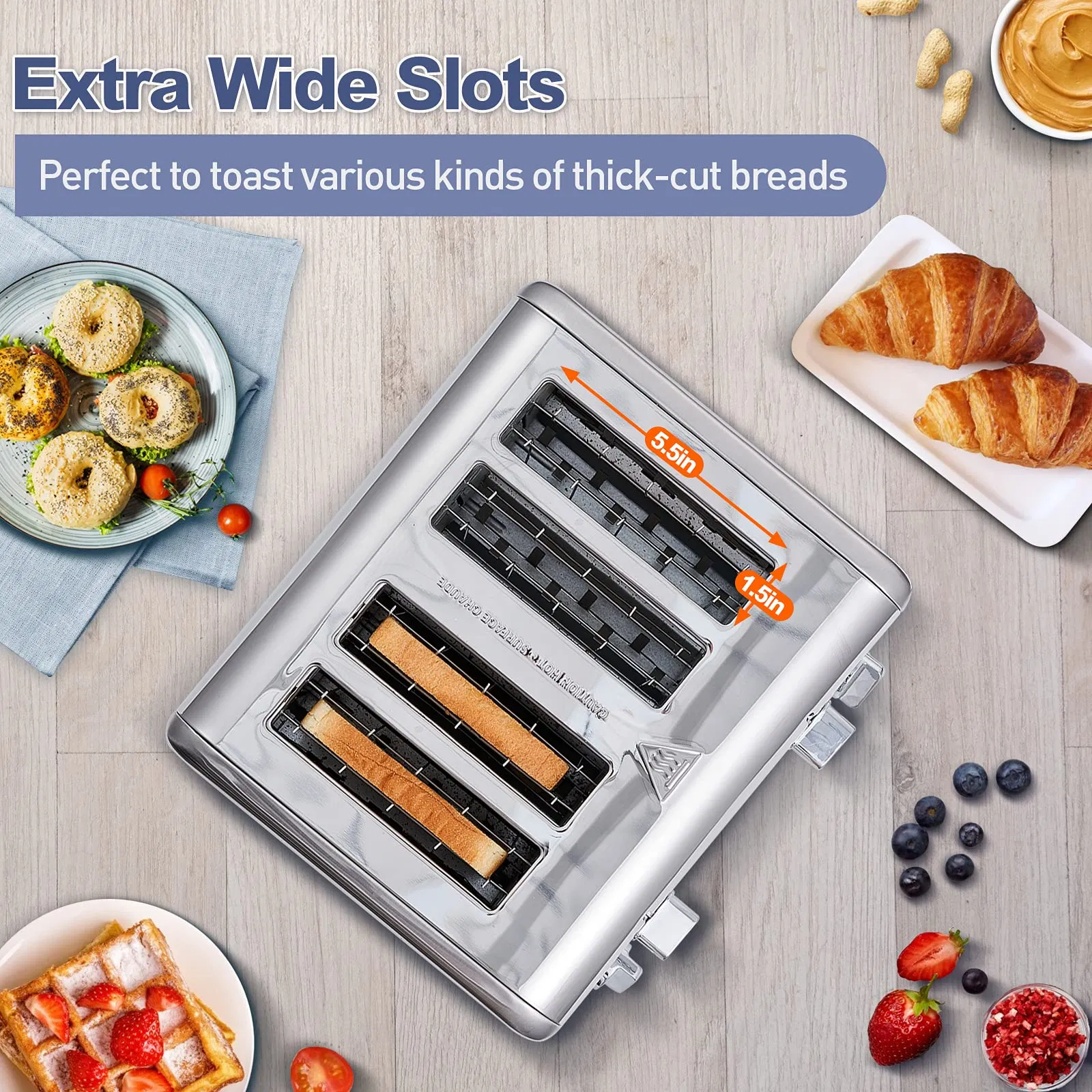 Factory Price 6 Shade Settings 4 Slice Stainless Steel Bread Toaster