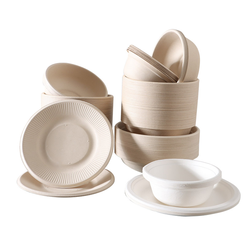 Eco-Friendly Natural Composatable Food Storage Sugarcane Bagasse 32 Oz Salad Bowls